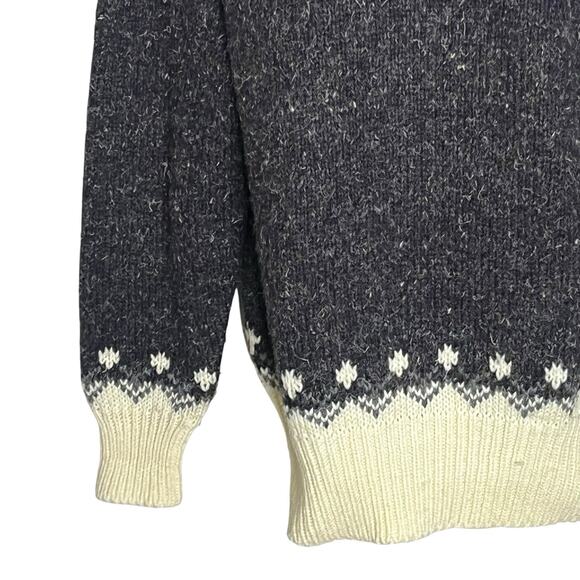 Vtg 80s Limited Express Sweater Women’s M Nordic Fair Isle Cream Black Gray - Picture 3 of 9